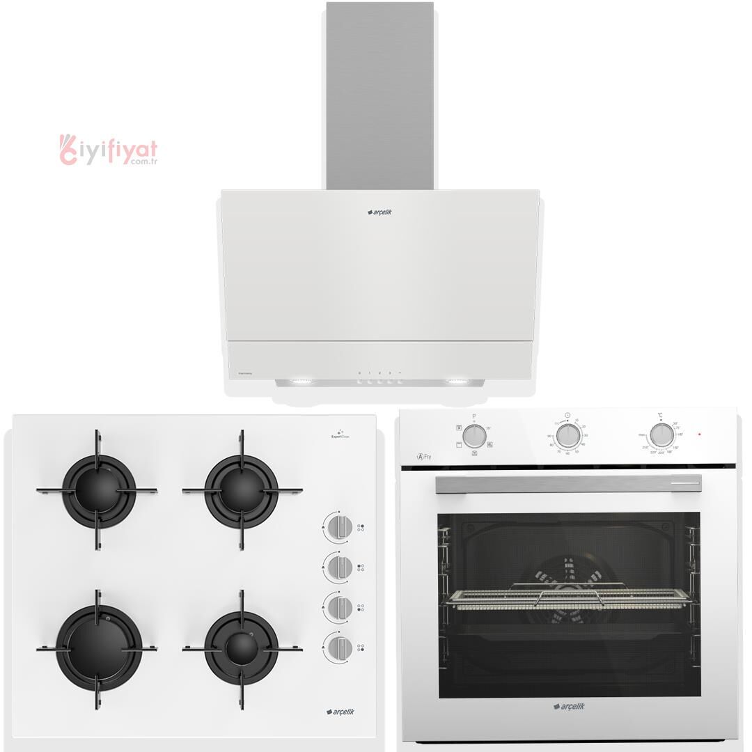 Arçelik Eko Beyaz Cam Ankastre Set 65cm (AFC231B+OCDT651EB+ADE605HB)